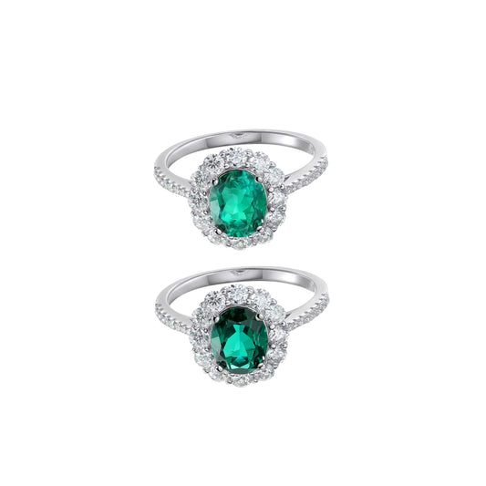 3CTTW Emerald Halo Ring