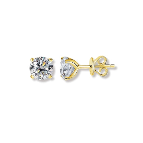 Martini Setting Round Solitaire Stud Earrings