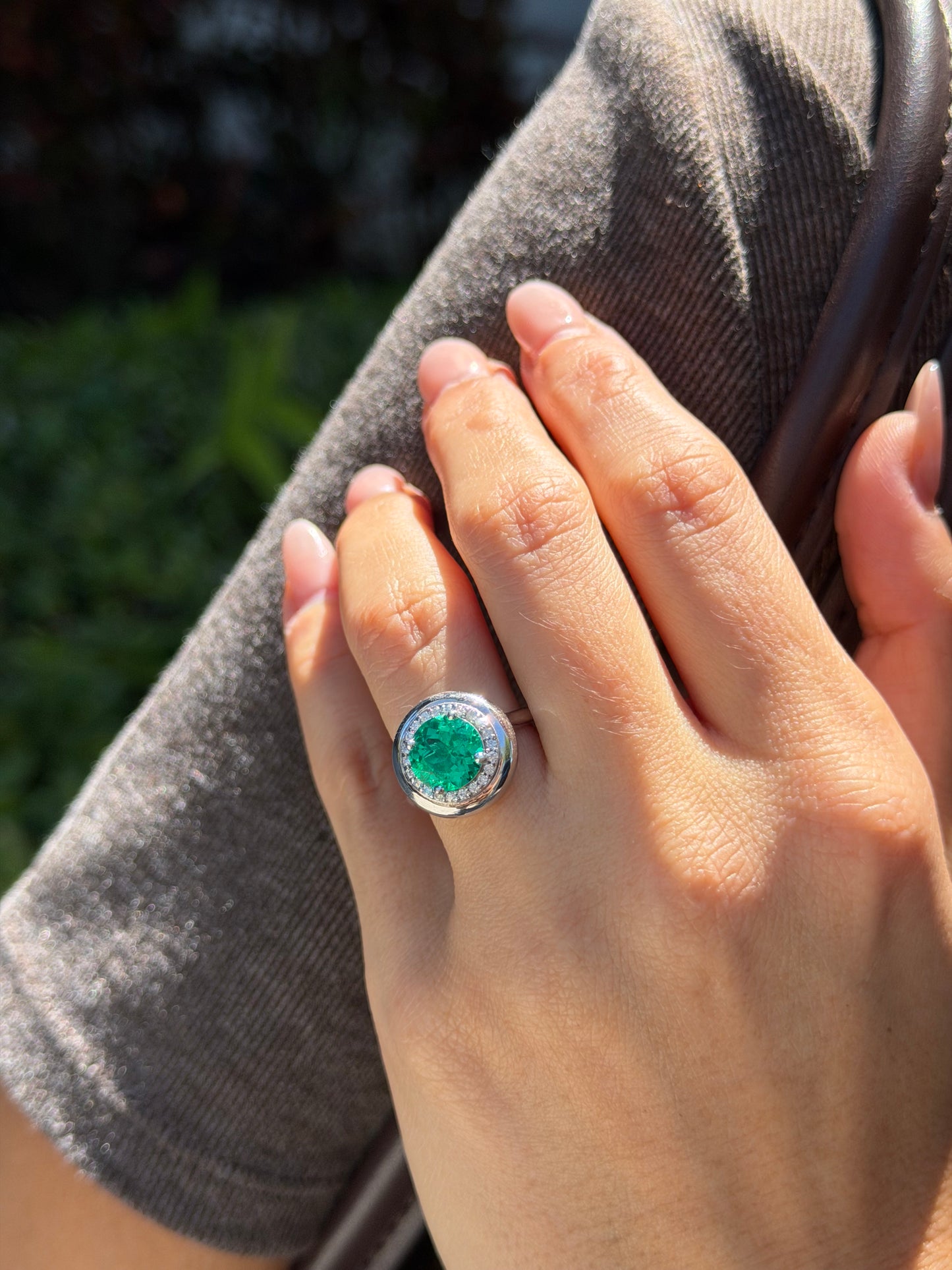 Round Emerald Halo Ring