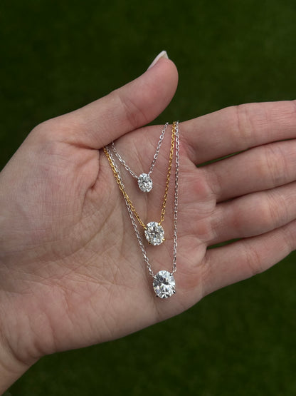 Oval Cut Solitaire Pendant  Necklace