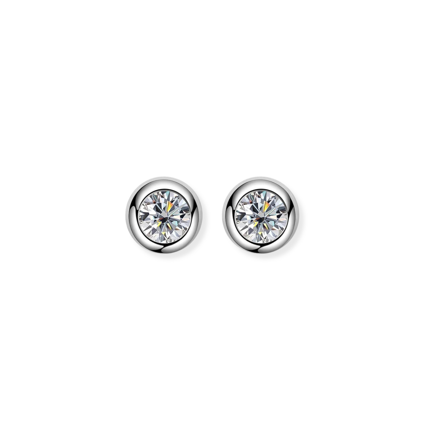 Moissanite Bezel Stud Earrings