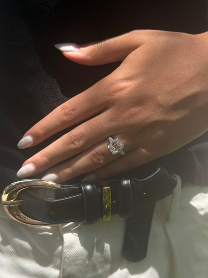 3ct Emerald Cut Trilogy Ring