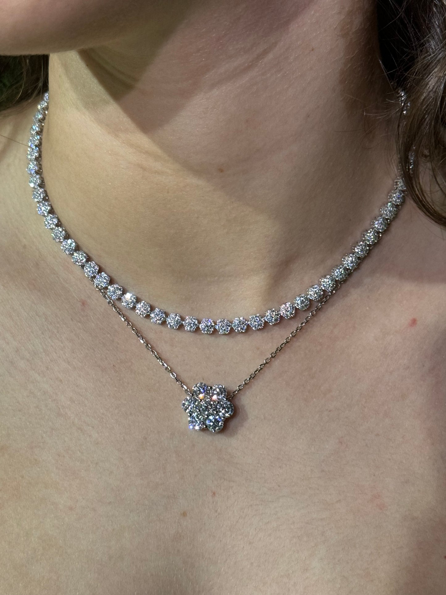 3.5CT Flower Pendant Necklace