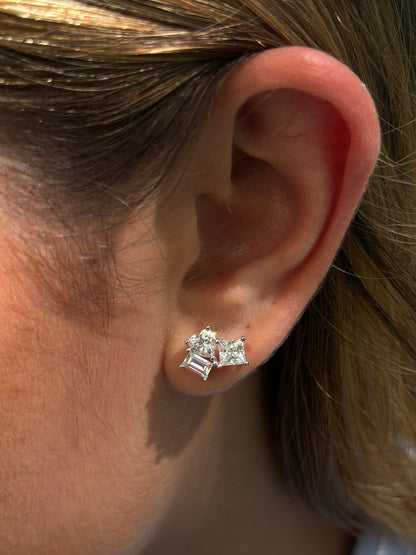 Triple Cut Stud Earrings