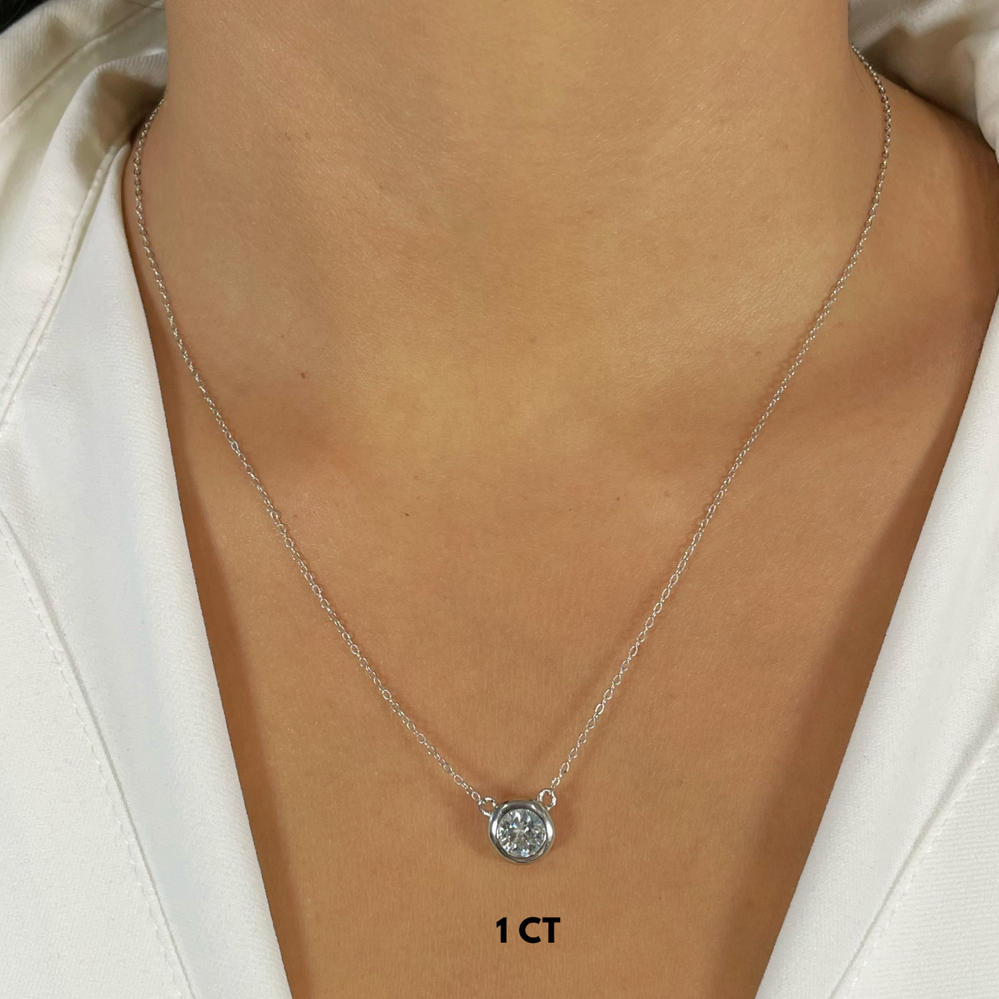 Bezel Moissanite Solitaire Necklace