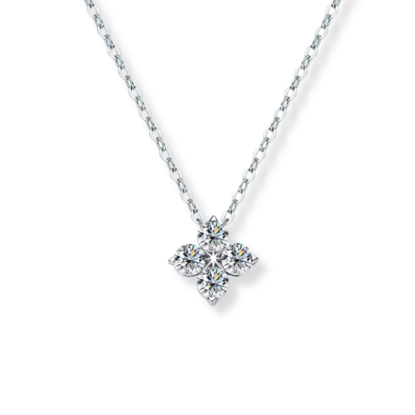 0.4 CTTW Moissanite Clover Necklace