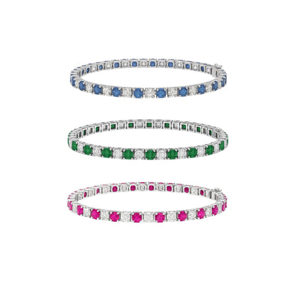 Emerald, Ruby OR Sapphire Tennis Bracelet