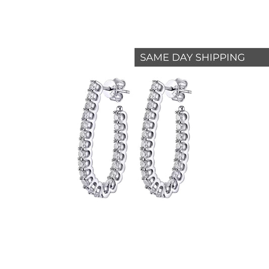 Elongated Oval Inside-Out Hoops