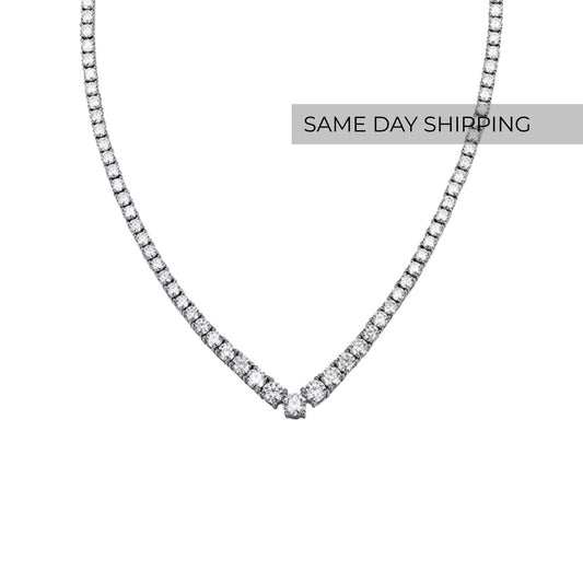 Graduated “V” Tennis Necklace