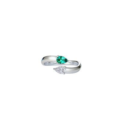 Dual Gemstone Pear Ring - Pinky Ring