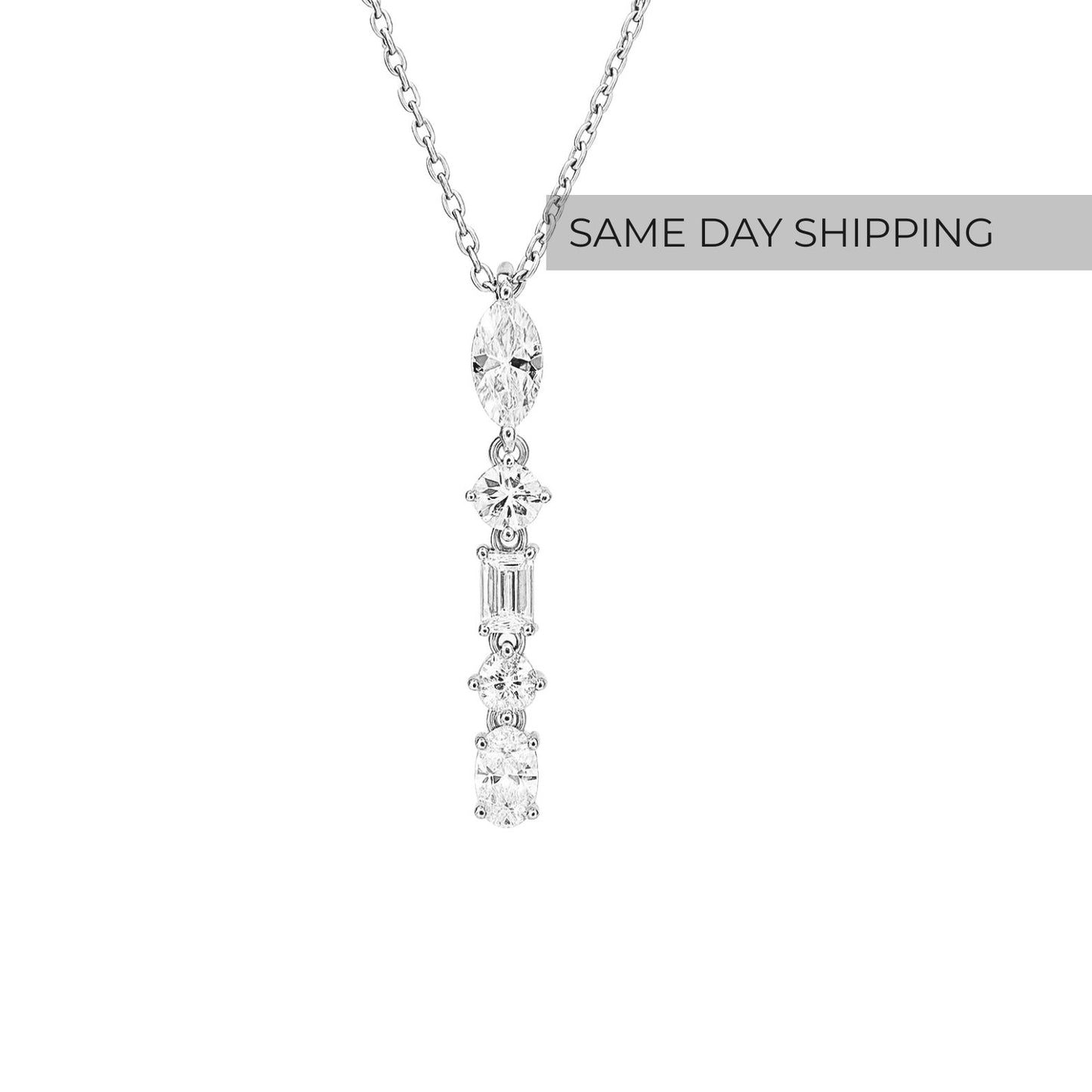 Mixed Cut Drop Necklace