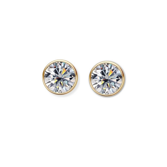 Moissanite Bezel Stud Earrings