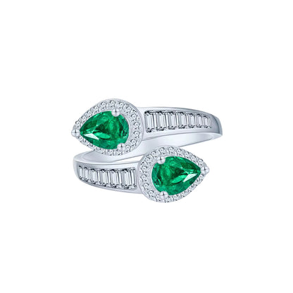 Double Pear Emerald Ring