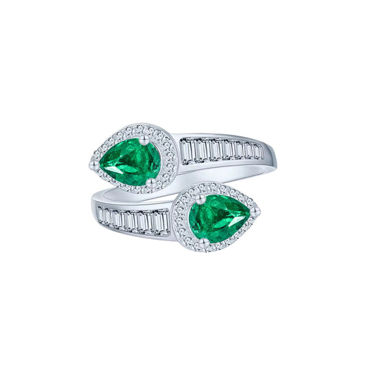 Double Pear Emerald Ring