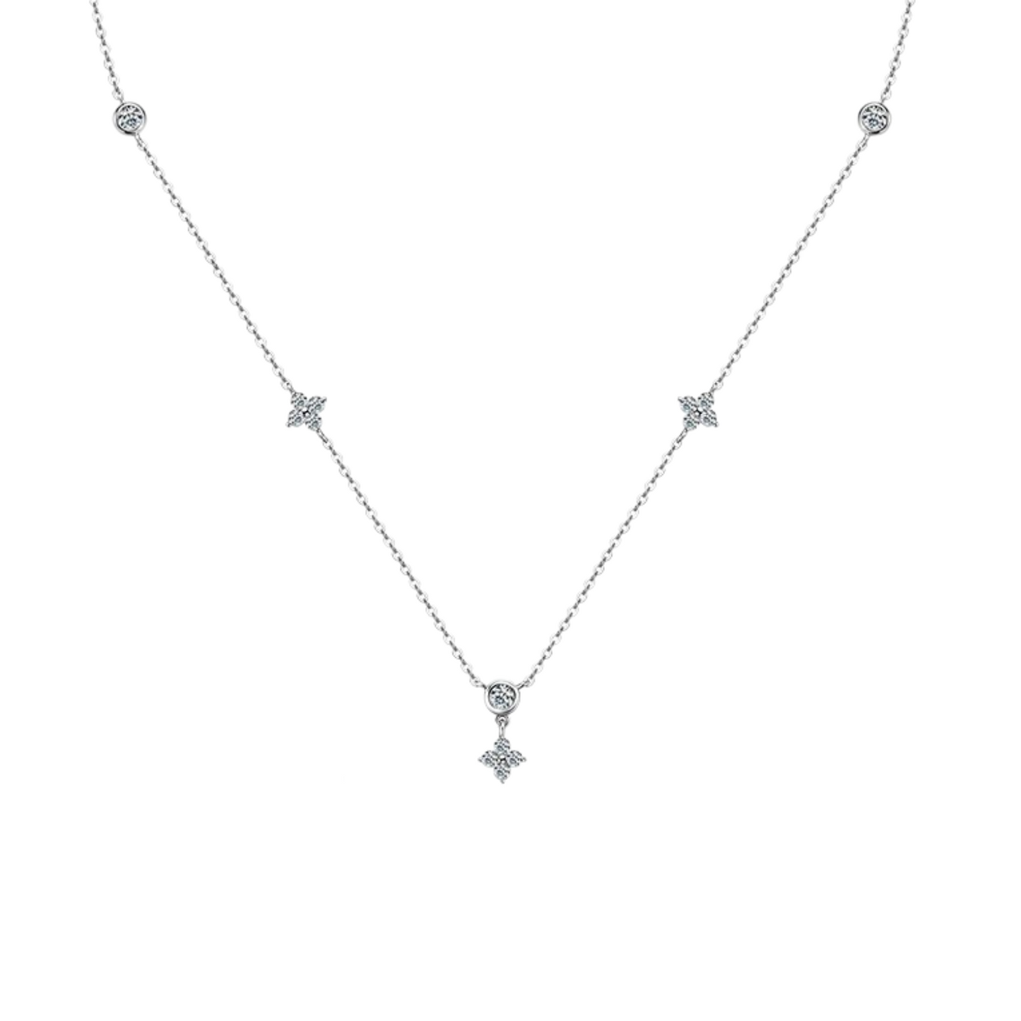 Clover Bezel Set Pendant Necklace