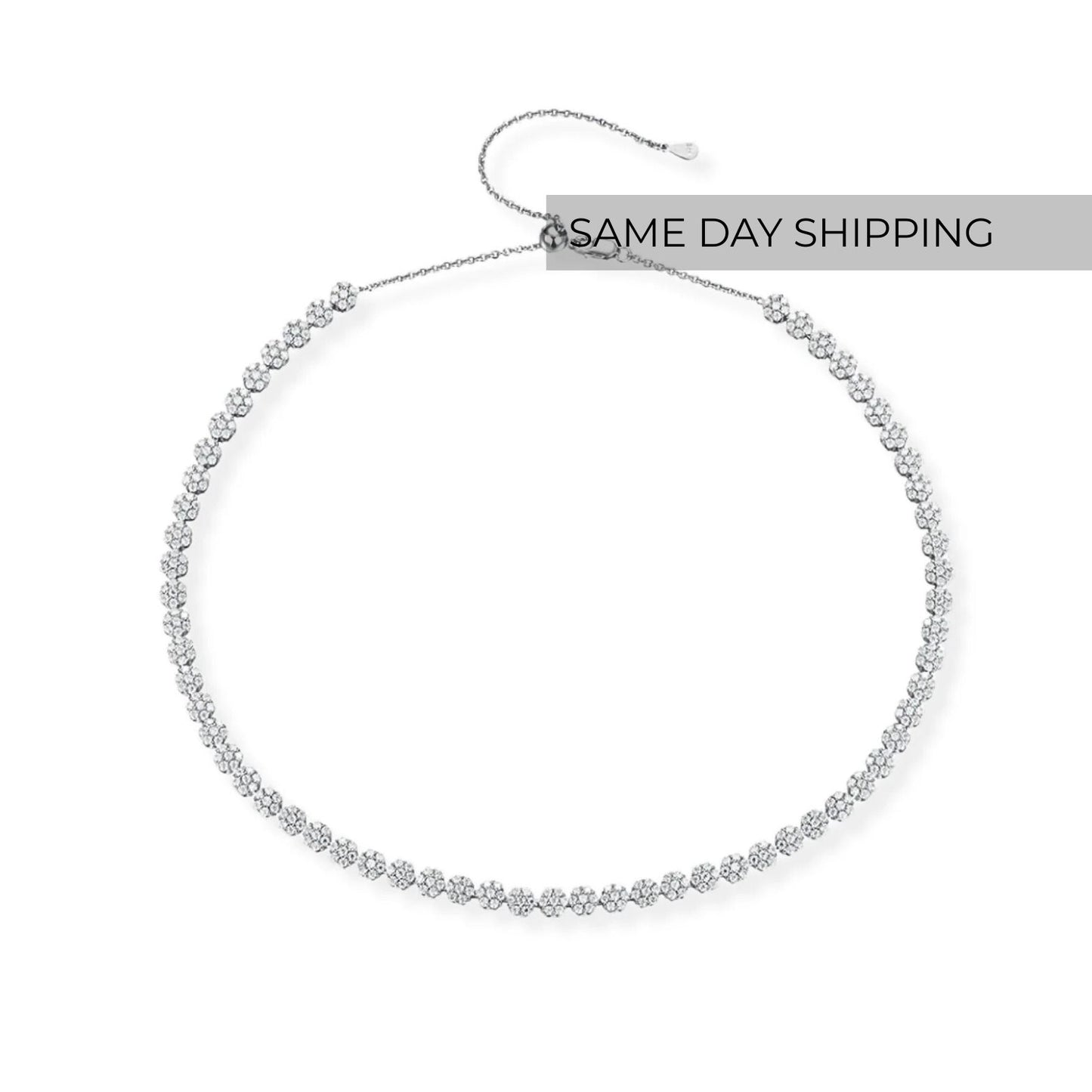 6.4CT Flowers Adjustable Choker Necklace