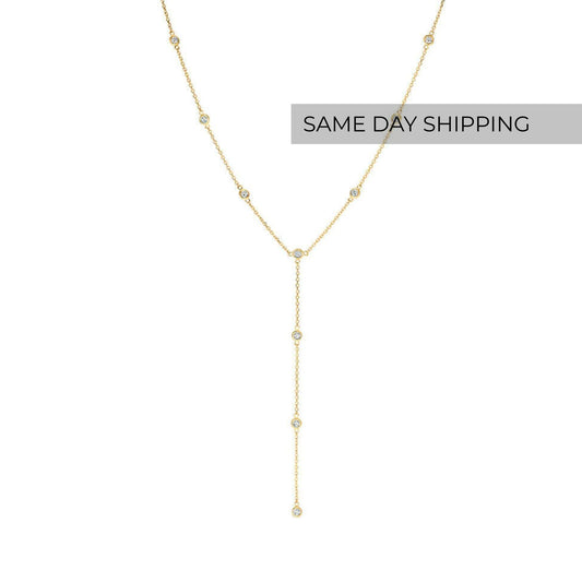 Bezel Set Long Necklace