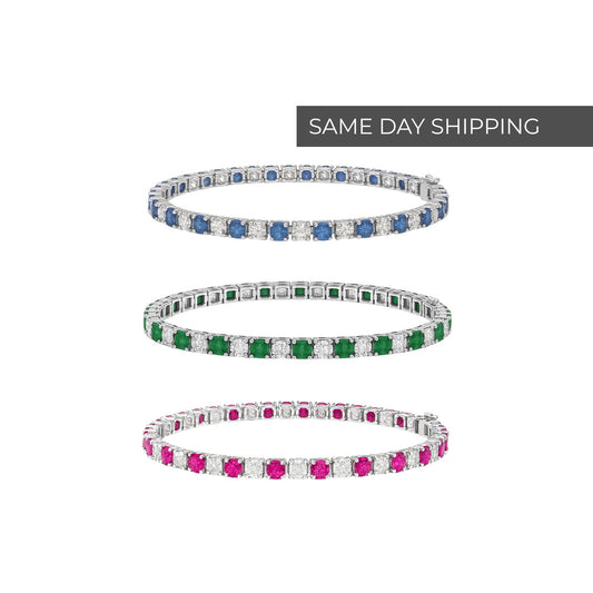 Emerald/ Ruby/ Sapphire Tennis Bracelet