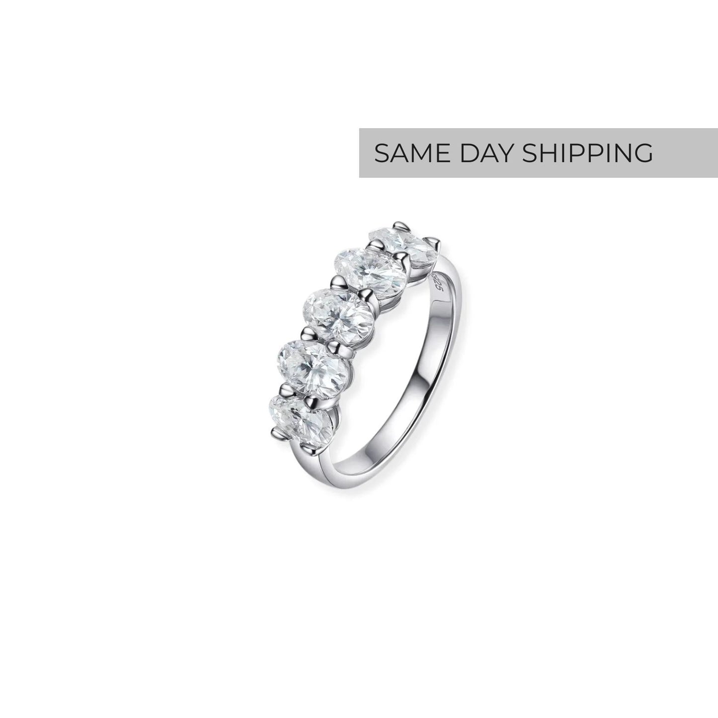 2.5CT Oval Cut Half Eternity Ring