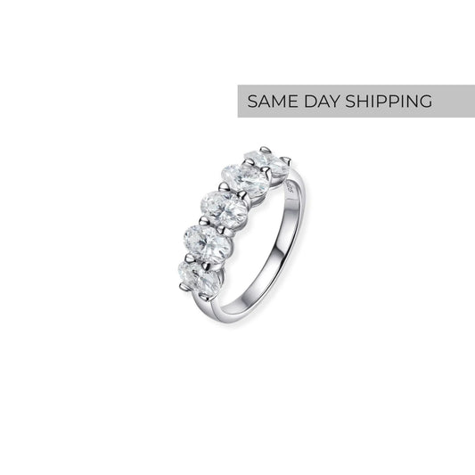 2.5CT Oval Cut Half Eternity Ring