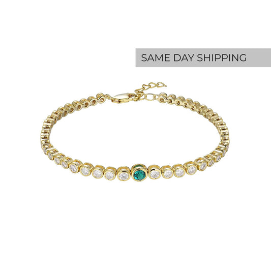 Emerald Bezel Bracelet