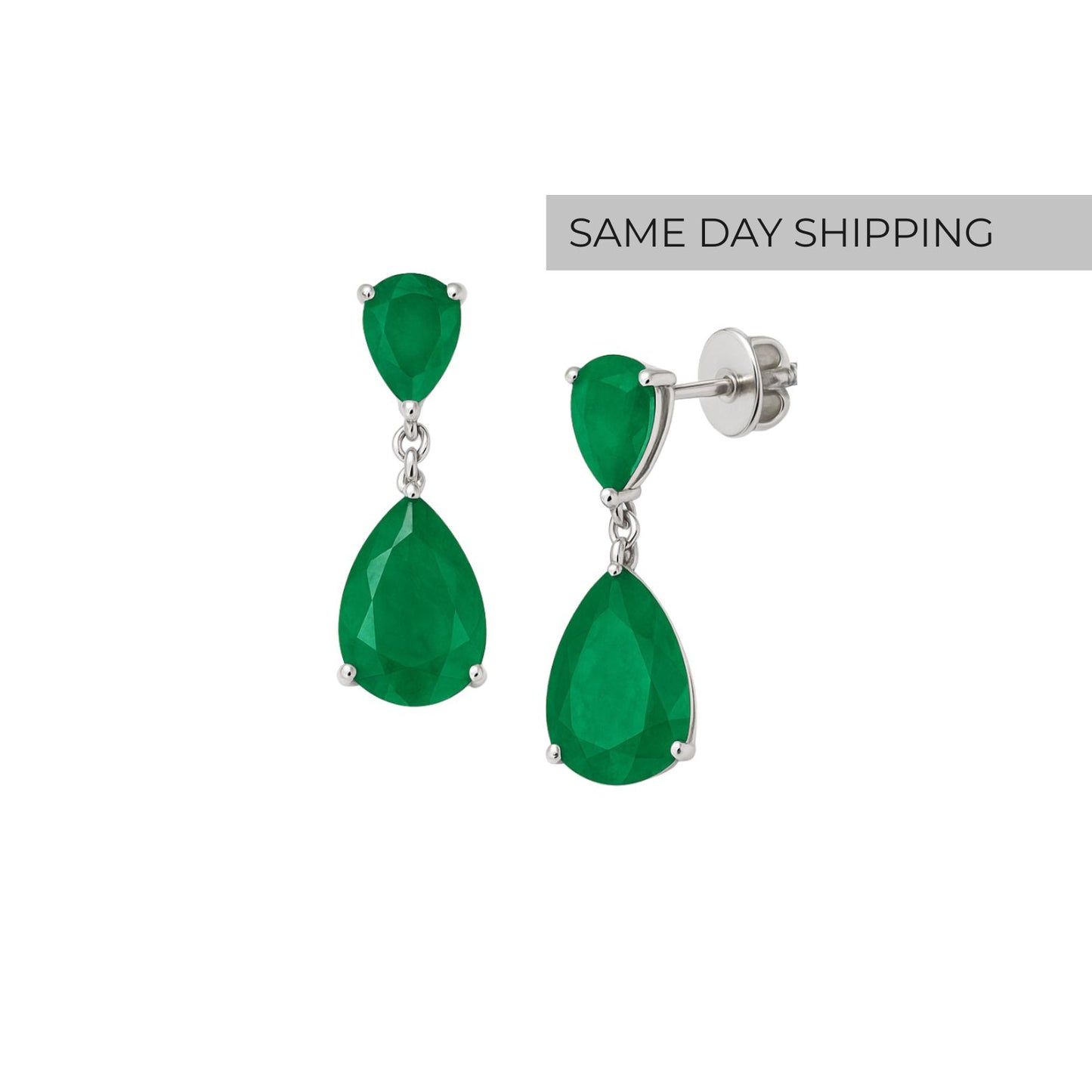 Emerald Double drop earrings