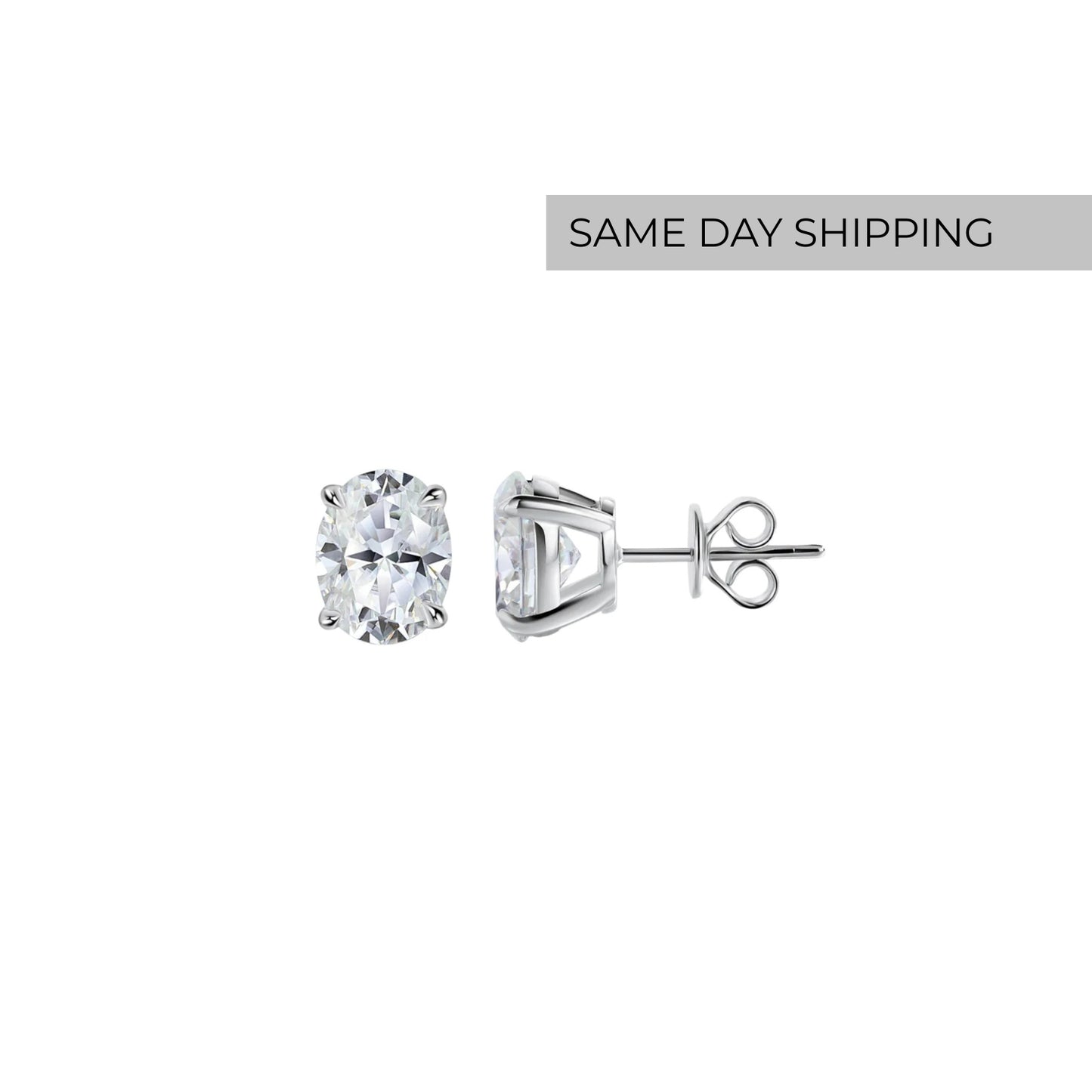 Oval Cut Solitaire Stud Earrings