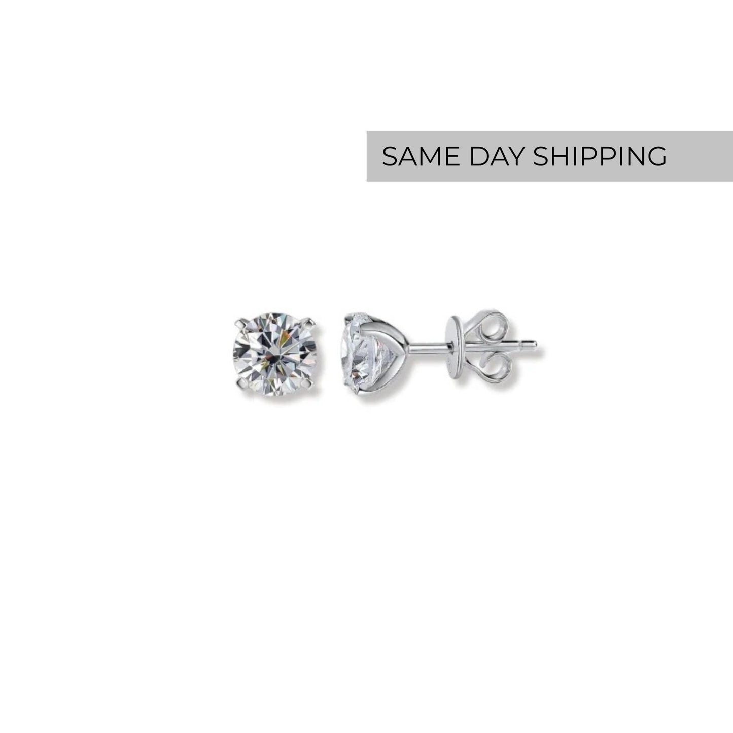 Martini Setting Round Solitaire Stud Earrings