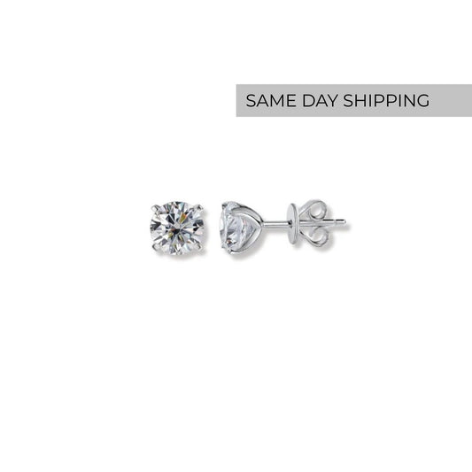 Martini Setting Round Solitaire Stud Earrings