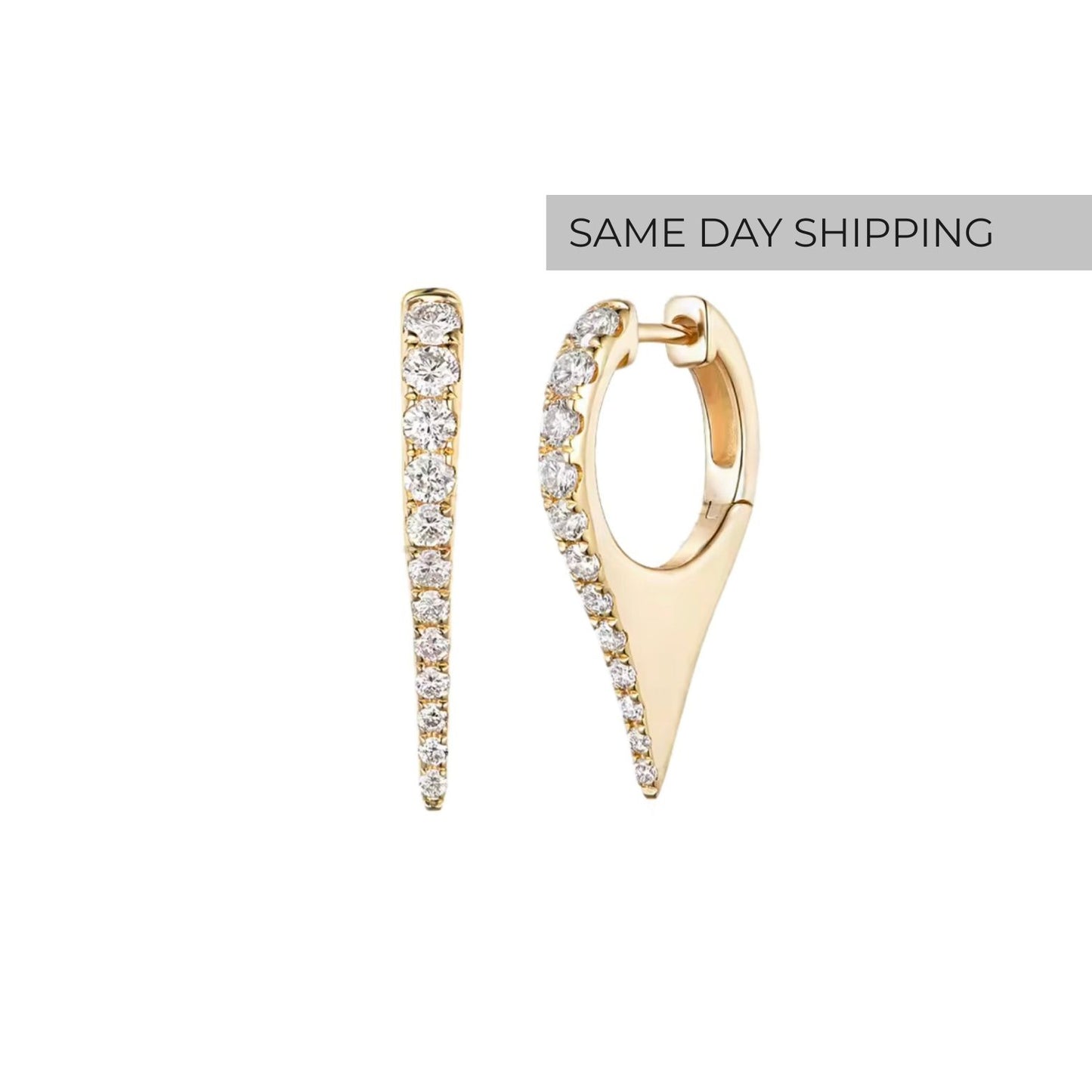 Elongated Pave Hoop Earrings