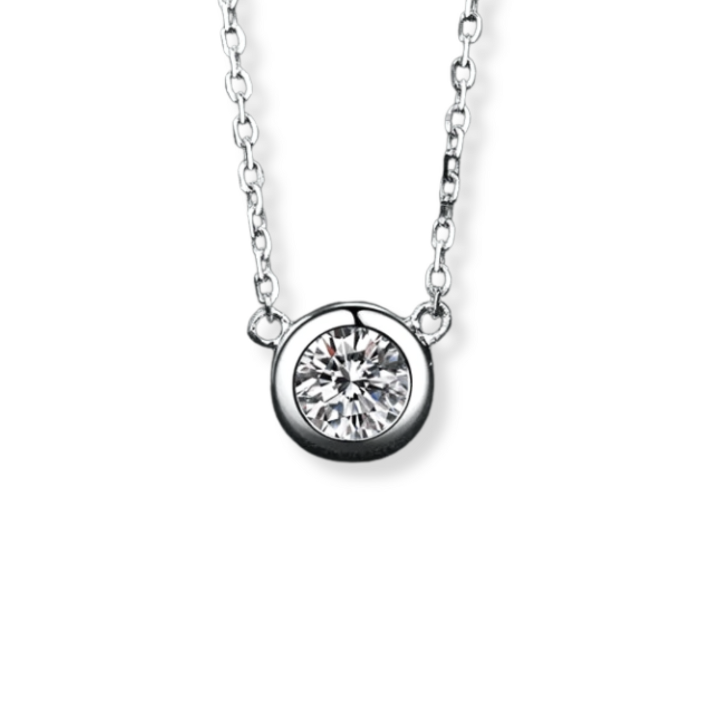 Bezel Moissanite Solitaire Necklace