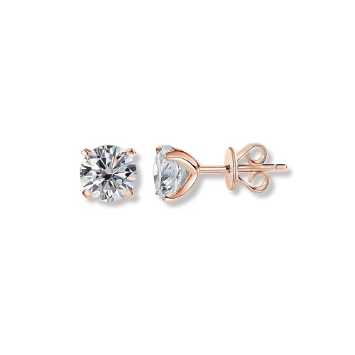 Martini Setting Round Solitaire Stud Earrings