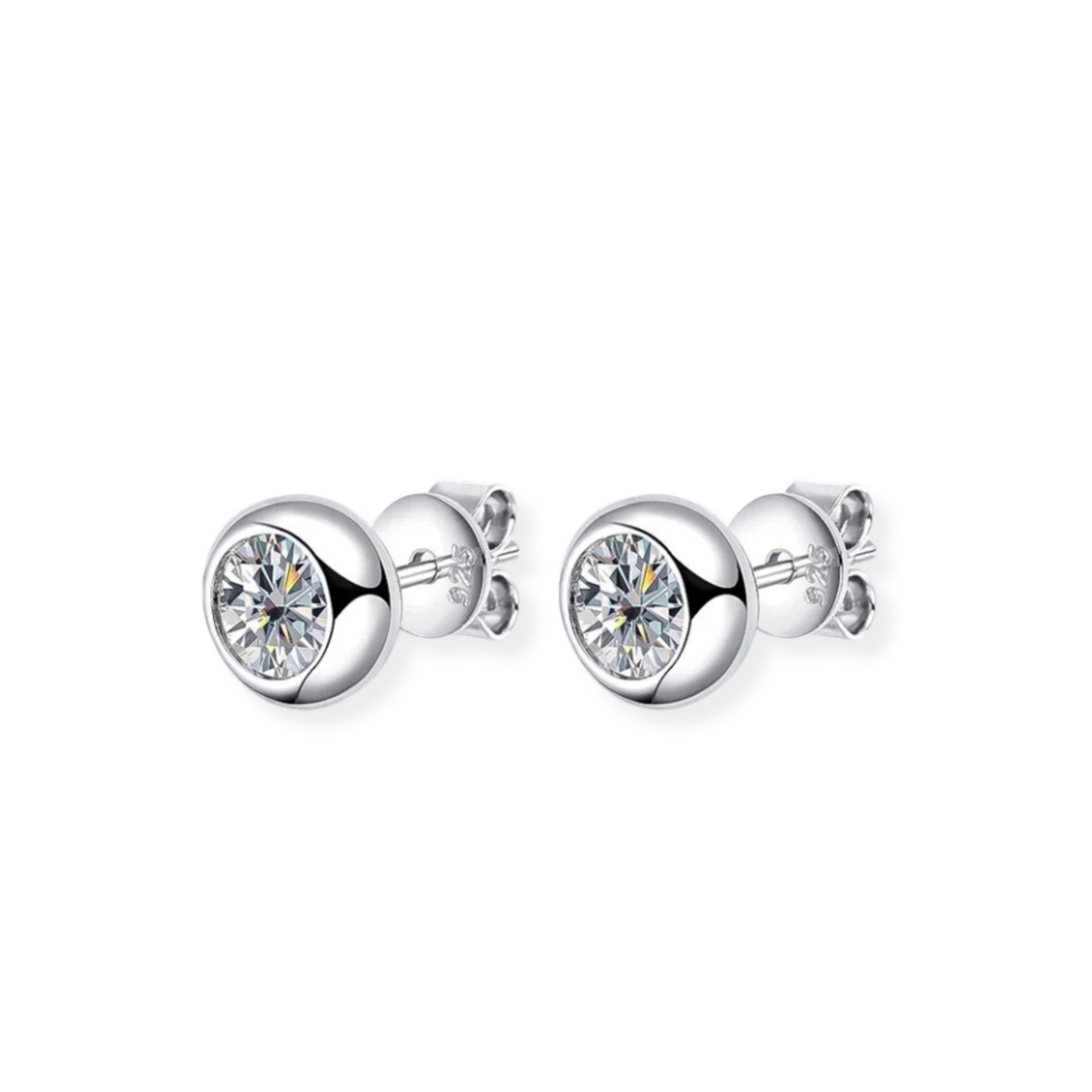 Moissanite Bezel Stud Earrings