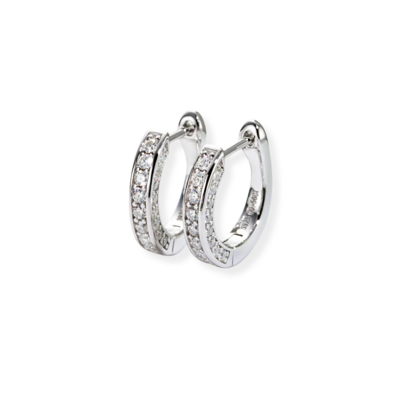 Three-Sided Pavé Moissanite Hoop Earrings