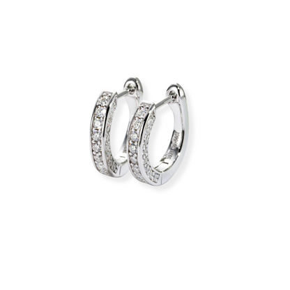 Three-Sided Pavé  Hoop Earrings