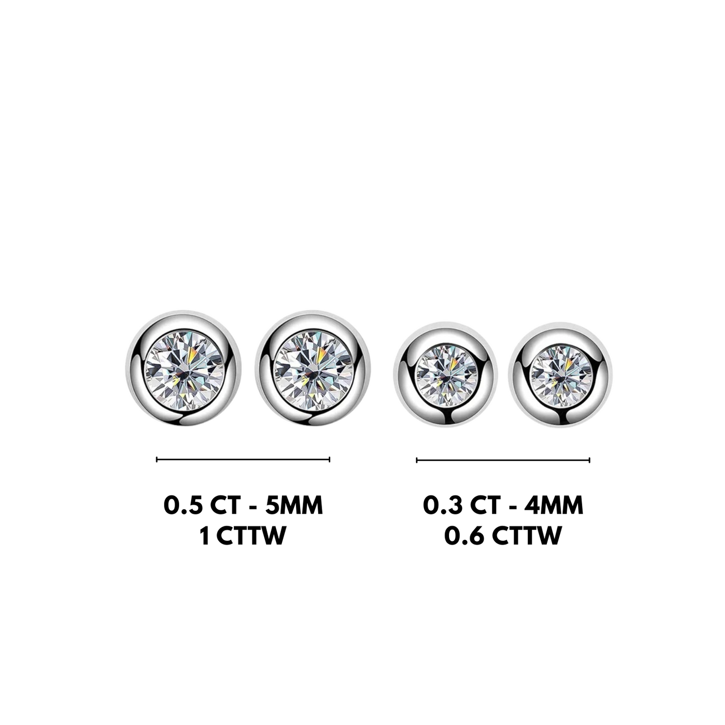 Moissanite Bezel Stud Earrings