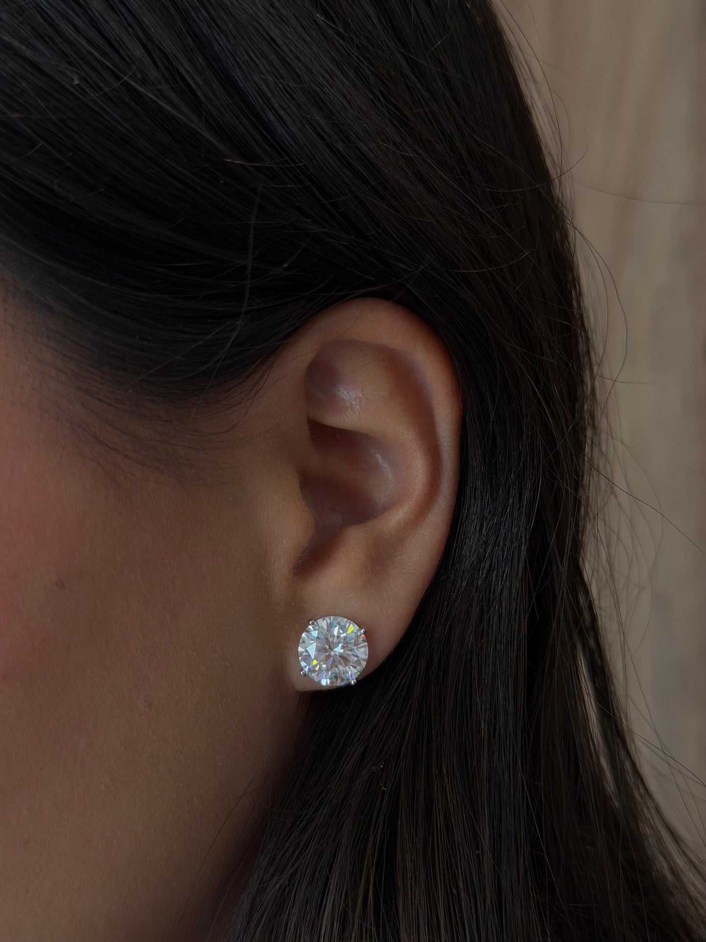 Martini Setting Round Solitaire Stud Earrings