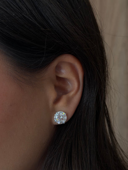 Martini Setting Round Solitaire Stud Earrings