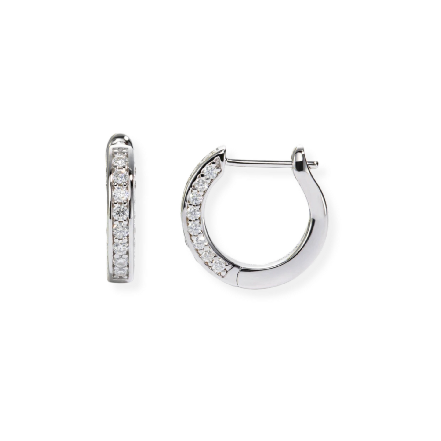 Three-Sided Pavé Moissanite Hoop Earrings