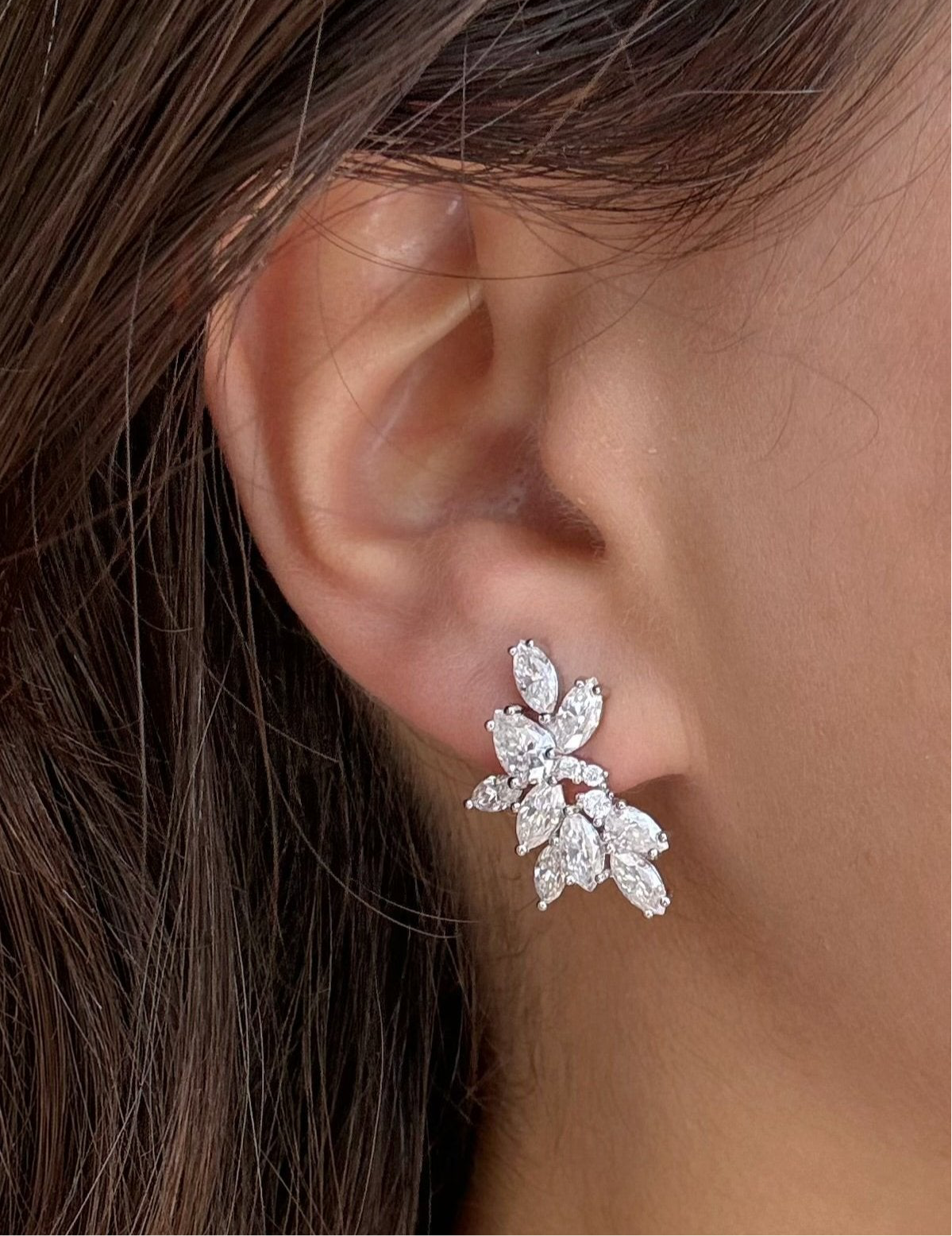 Pear and Marquise Cluster Earrings