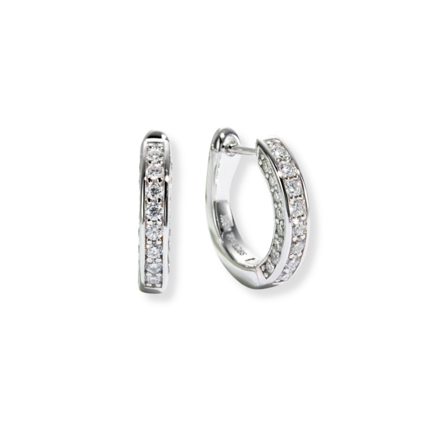 Three-Sided Pavé Moissanite Hoop Earrings