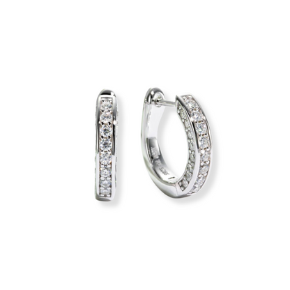 Three-Sided Pavé  Hoop Earrings