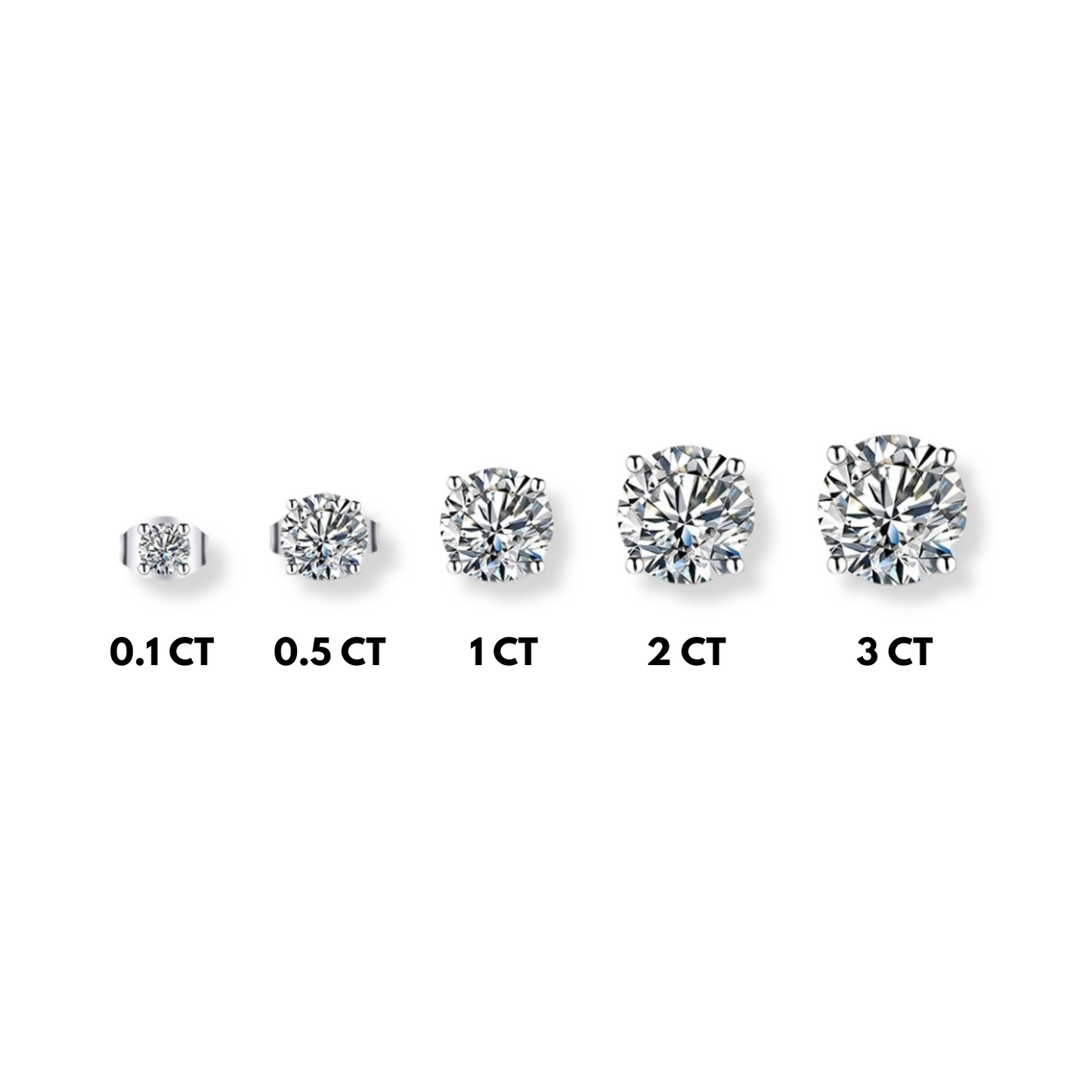 Moissanite Solitaire Stud Earrings