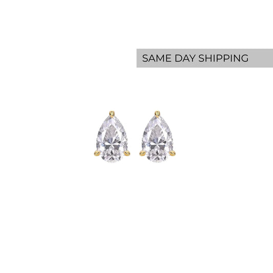 Pear Cut Solitaire Stud Earrings