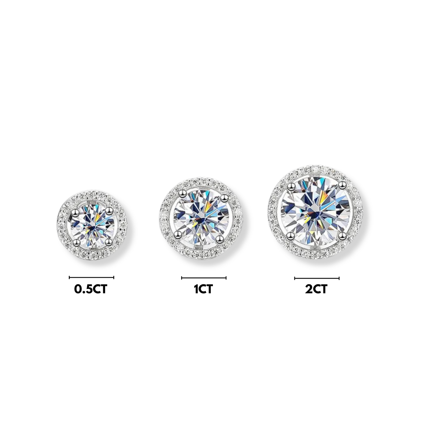 Moissanite Halo Stud Earrings