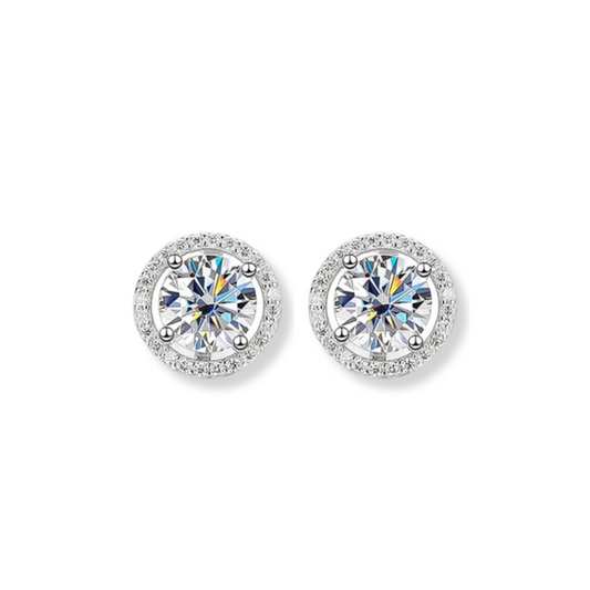 Moissanite Halo Stud Earrings