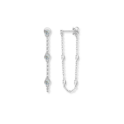 Bezel Chain Loop Earrings