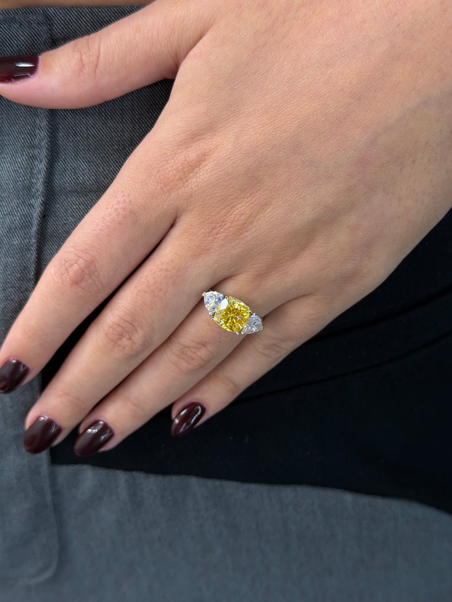 Canary Yellow Three-Stone Ring