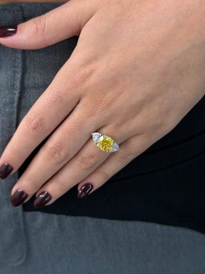 Canary Yellow Three-Stone Ring