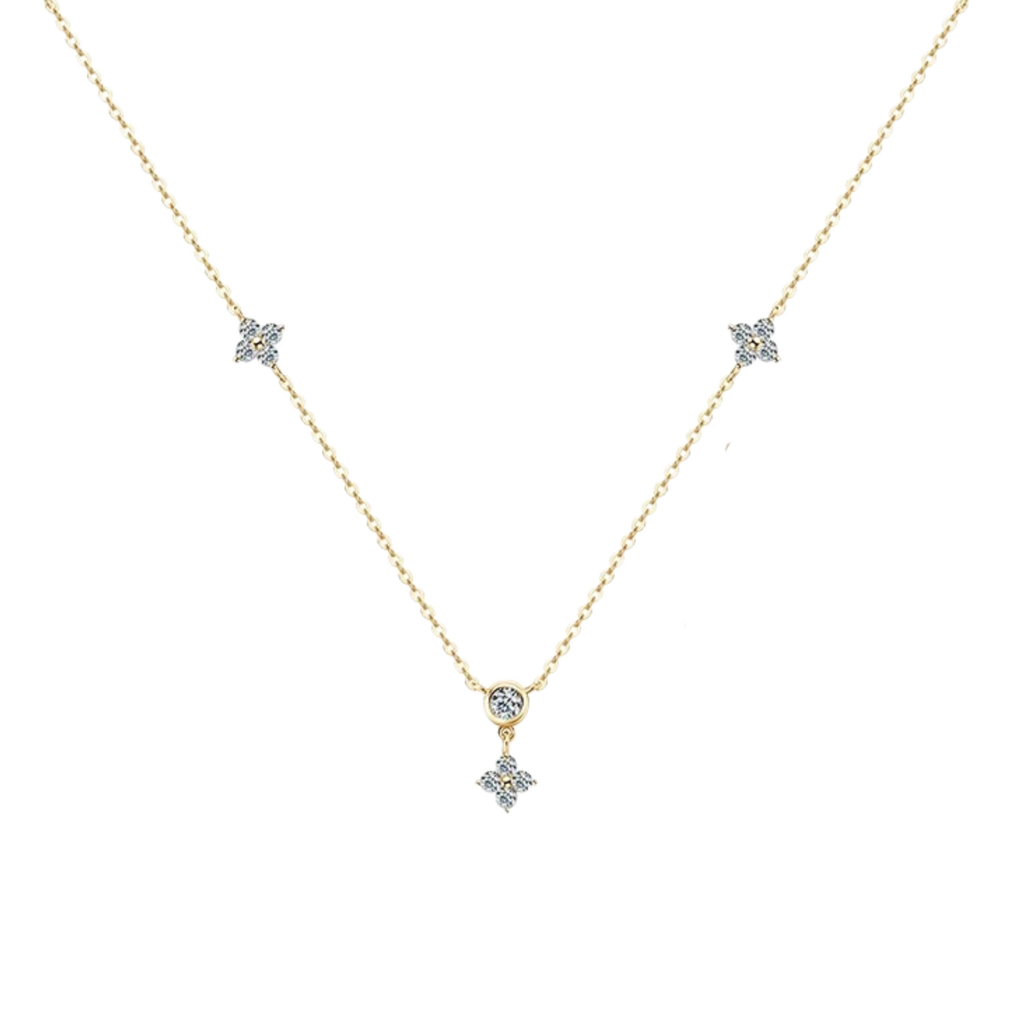 Clover Bezel Set Pendant Necklace